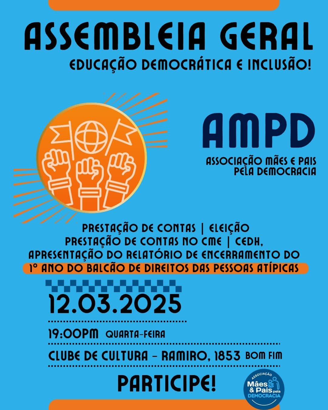 Arte de divulgação: Assembleia Geral – Educação Democrática e Inclusão